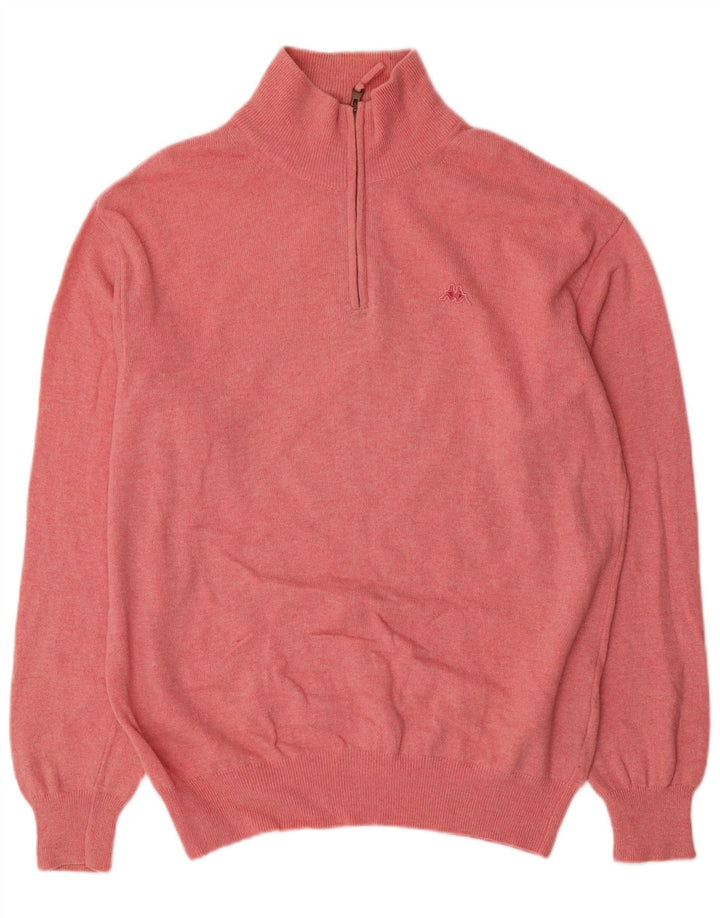 Kappa Herren-Pullover mit Reißverschluss am Hals, große rosa Wolle