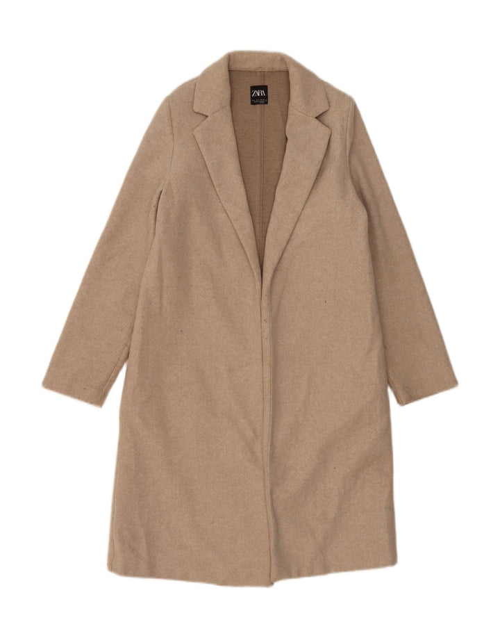 Zara Damen Offener Mantel UK 10 Small Beige