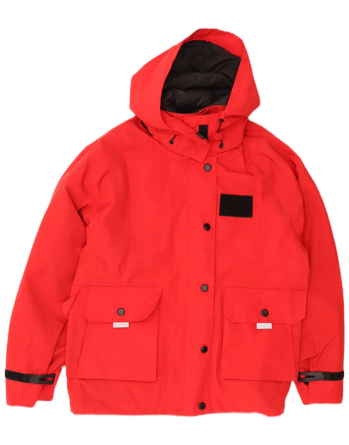 Zara Damen-Kapuzen-Übergröße, wattierte Jacke, UK 10, Größe S, Rot, Polyester
