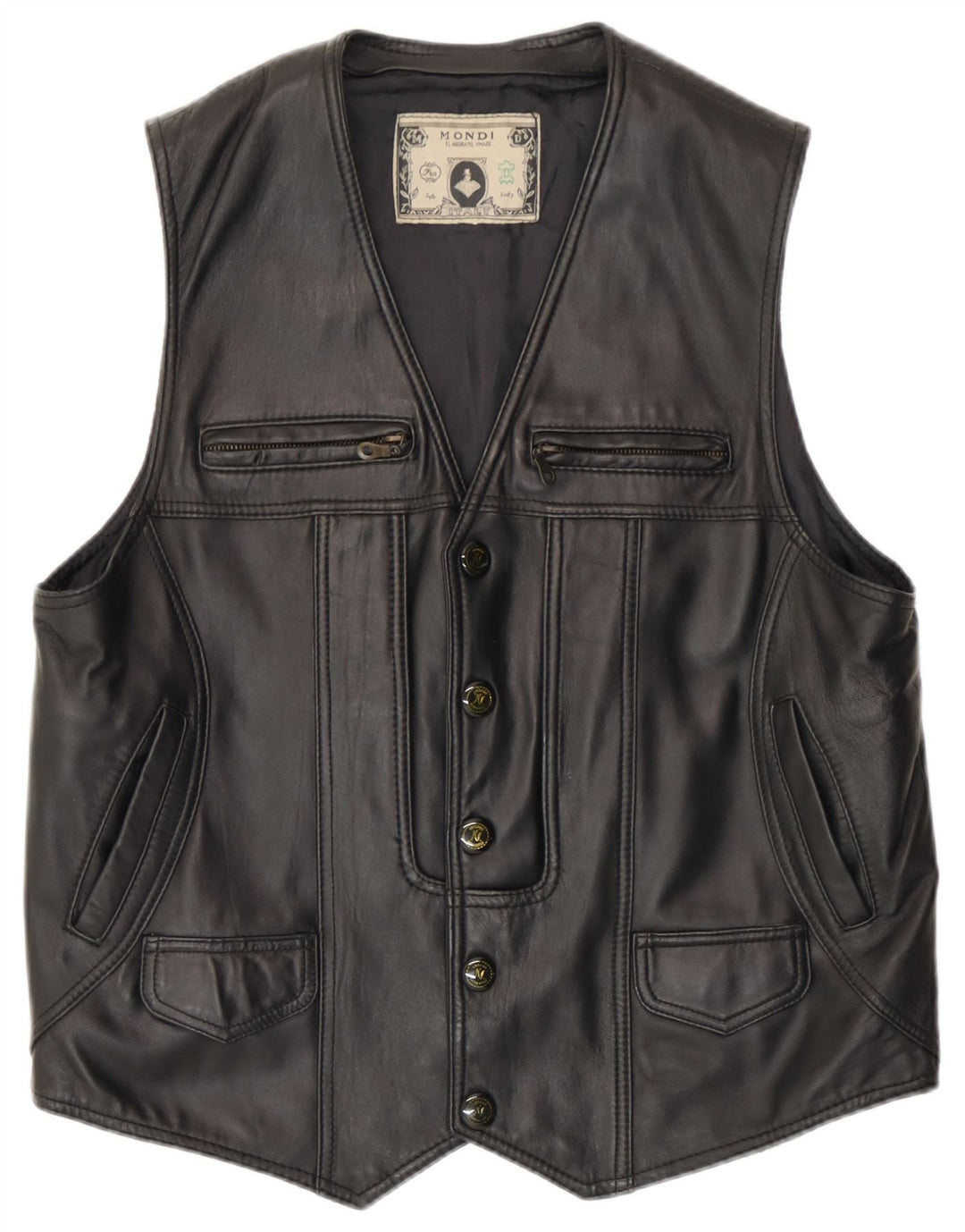 Mondi Herren Lederweste UK 36 Small Schwarz