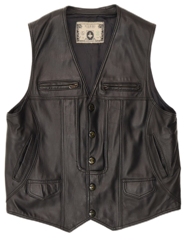 Mondi Herren Lederweste UK 36 Small Schwarz