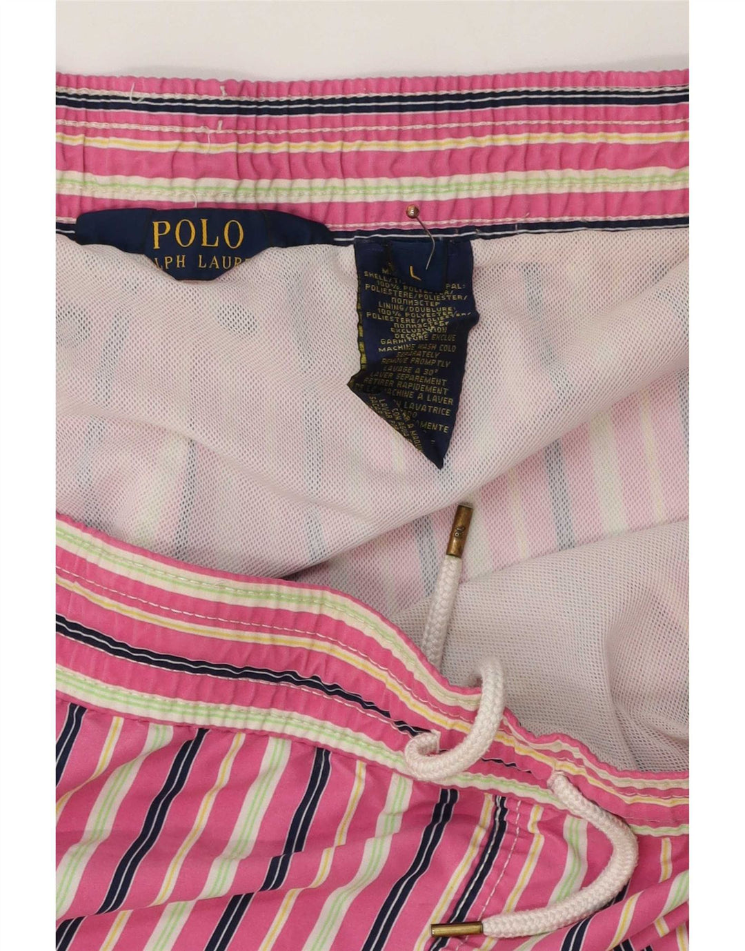 Polo Ralph Lauren Herren-Badeshorts, groß, rosa gestreift, Polyester
