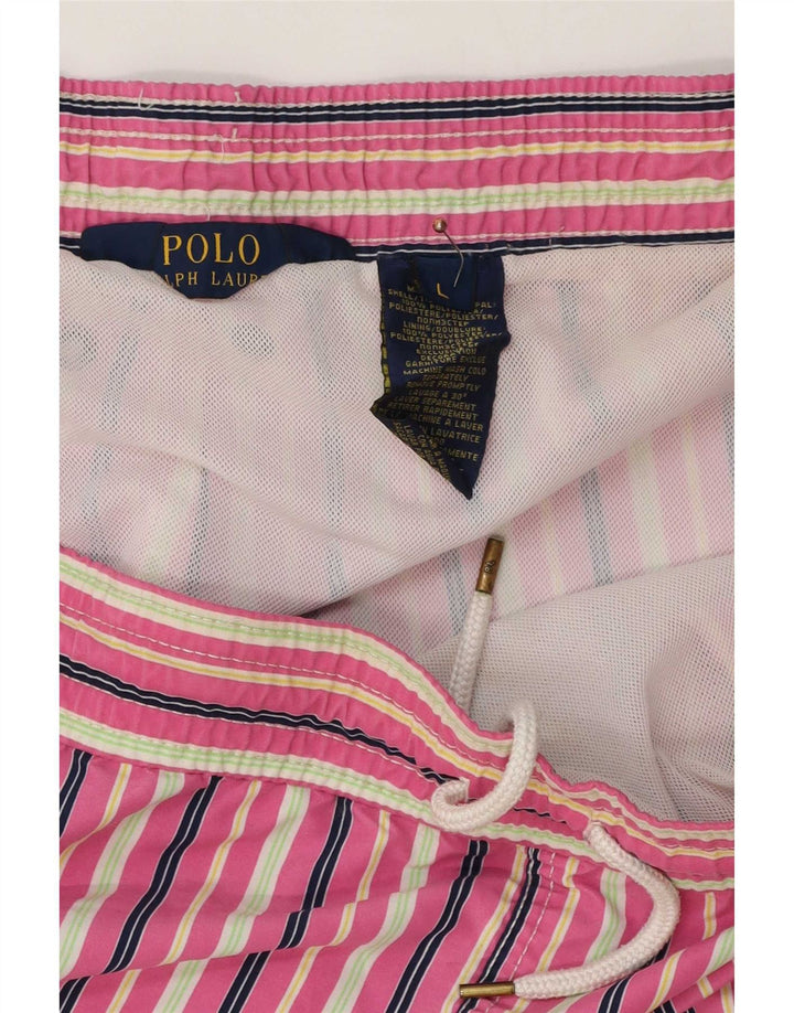 Polo Ralph Lauren Herren-Badeshorts, groß, rosa gestreift, Polyester