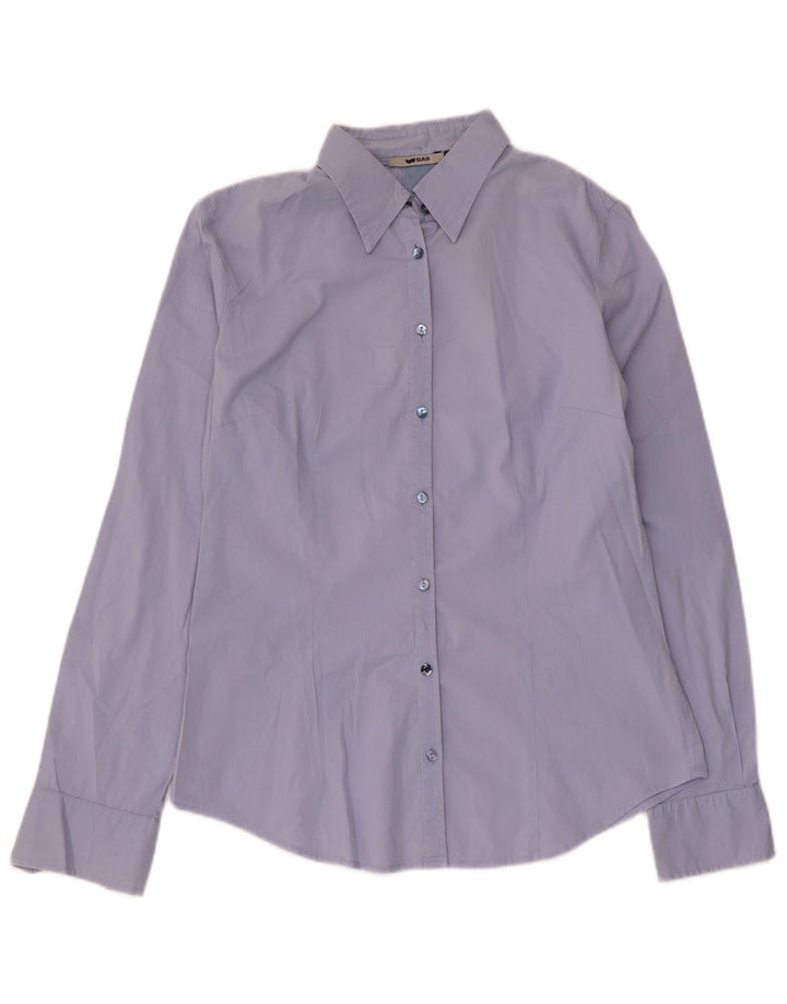 Gas Damenhemd UK 14 Mittelblaue Baumwolle