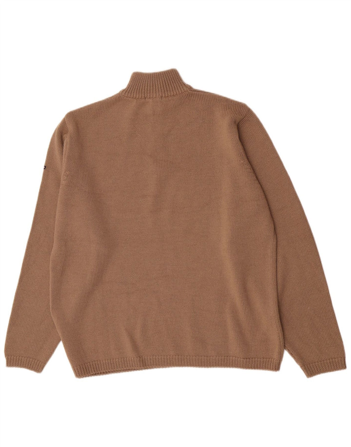 Canadiens Herren-Pullover mit Reißverschluss am Hals, große braune Wolle