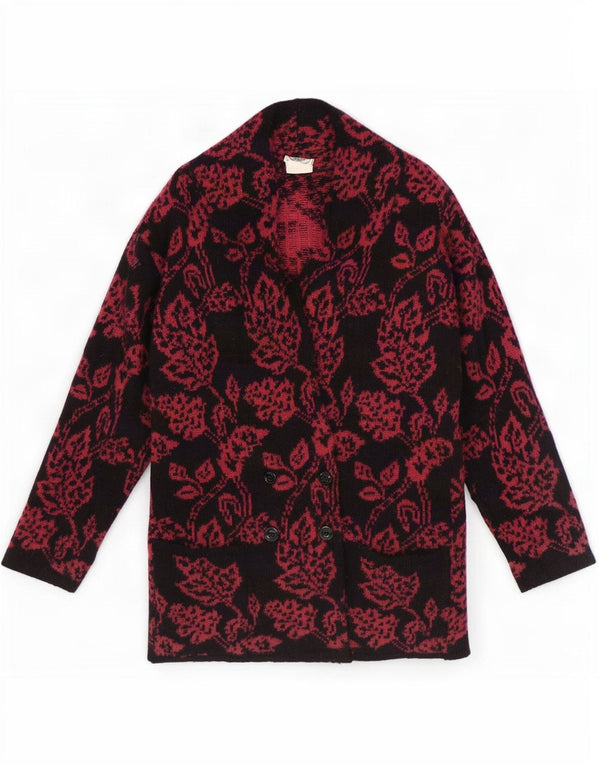 Laura Ashley Damen Longline-Cardigan-Pullover UK 10 Small Schwarz geblümt