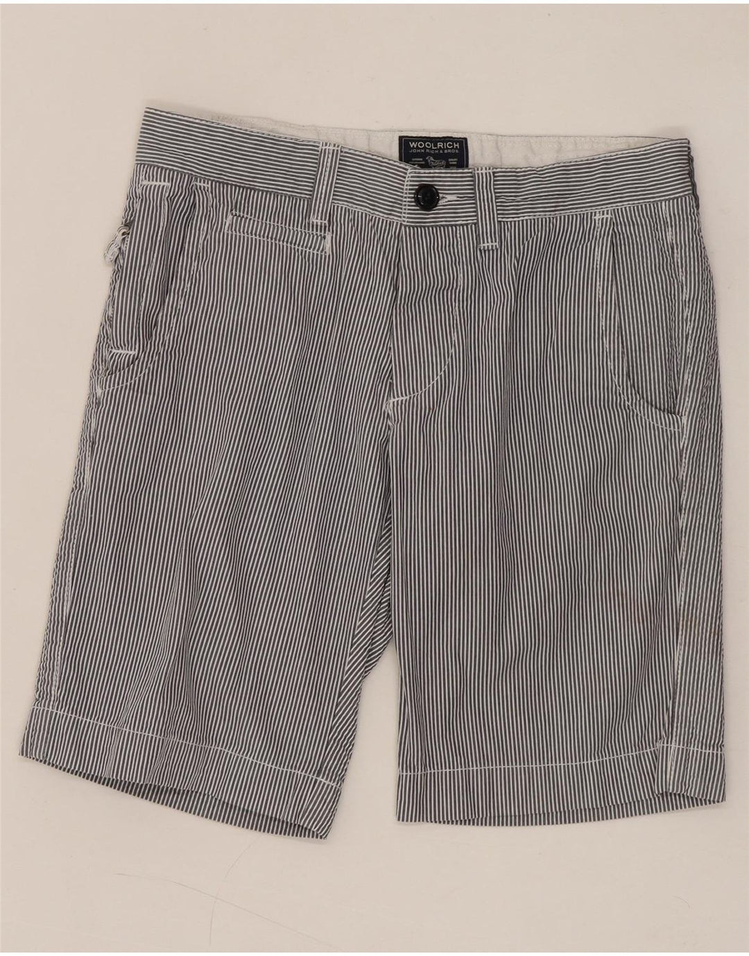 Woolrich Herren-Freizeitshorts W30 Mittelmarineblaue Nadelstreifen-Baumwolle