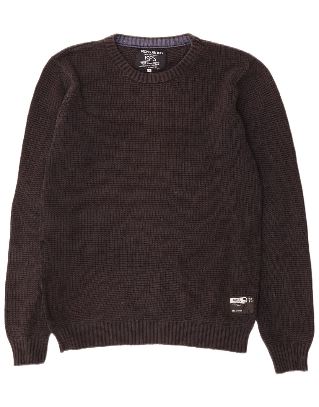 Jack & Jones Herren-Pullover mit Rundhalsausschnitt, Größe S, schwarze Baumwolle