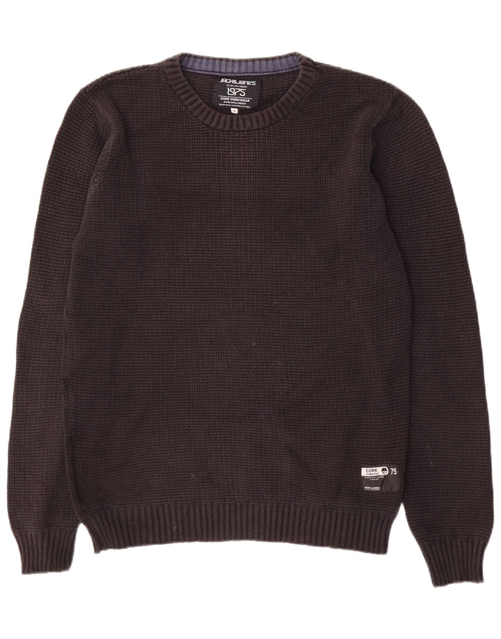 Jack & Jones Herren-Pullover mit Rundhalsausschnitt, Größe S, schwarze Baumwolle