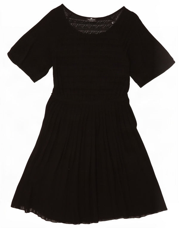 Elisabetta Franchi Damen A-Linien-Kleid IT 48 XL Schwarze Viskose