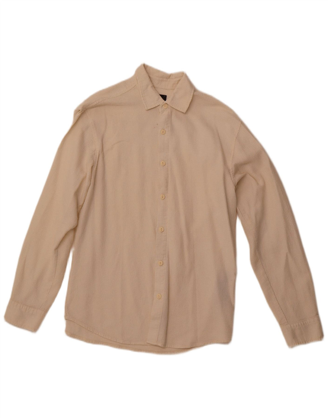 PULL & BEAR Herrenhemd, Größe S, cremefarbene Baumwolle