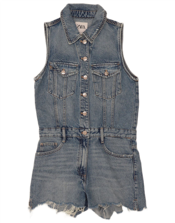 Ärmelloser Jeans-Playsuit für Damen von Zara, UK 10, Größe S, Blau, Baumwolle