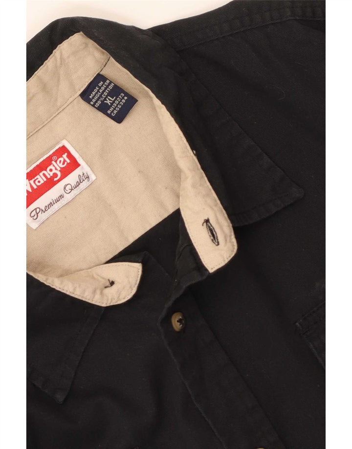Wrangler Herrenhemd XL, schwarze Baumwolle