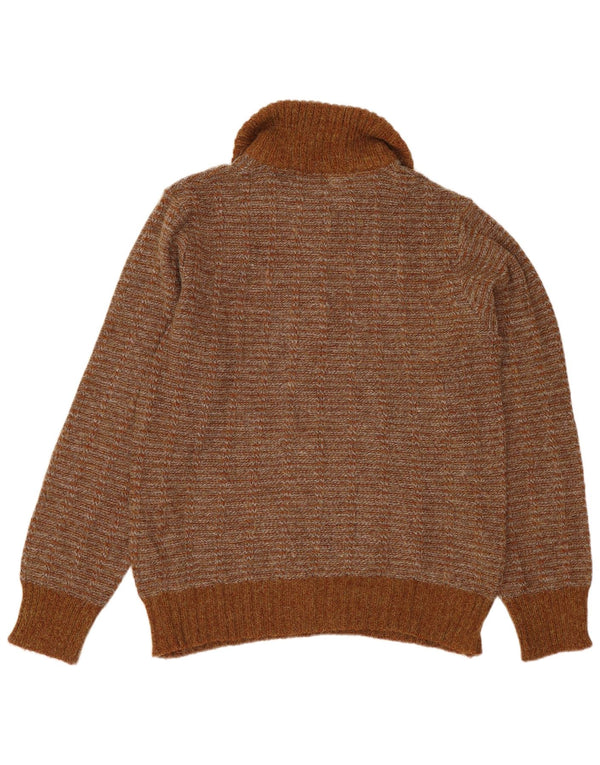 VINTAGE Herren-Pullover mit Rollkragen, IT 50, mittelbraun, gestreift, Acryl