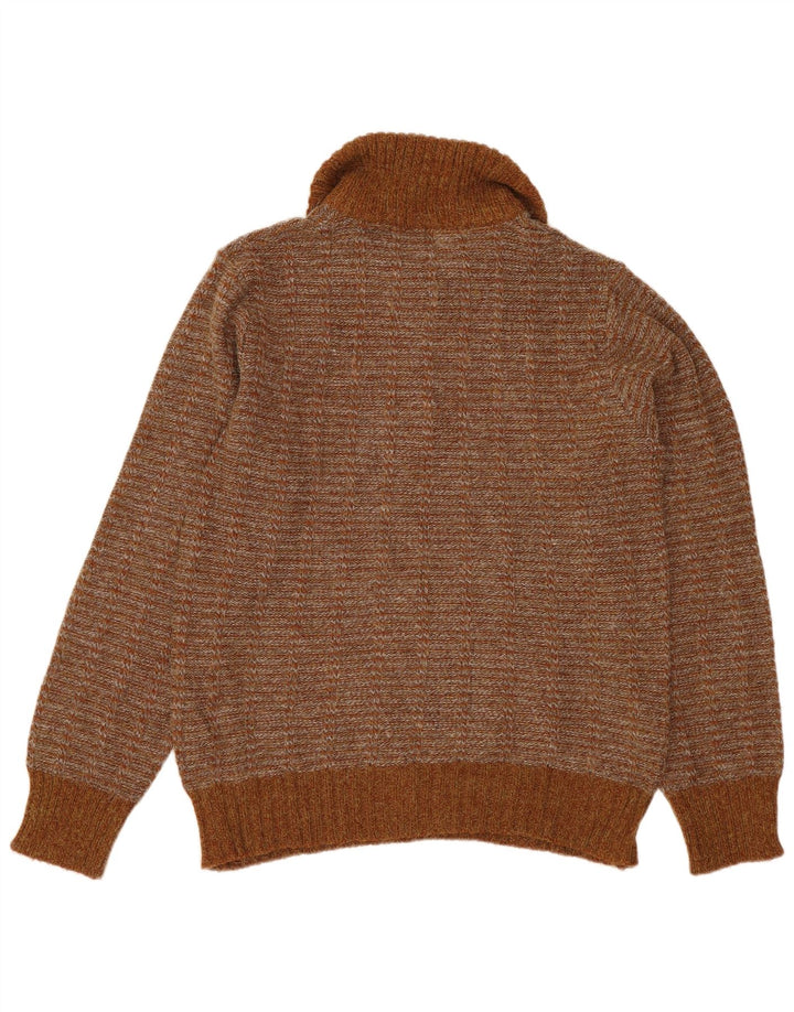 VINTAGE Herren-Pullover mit Rollkragen, IT 50, mittelbraun, gestreift, Acryl