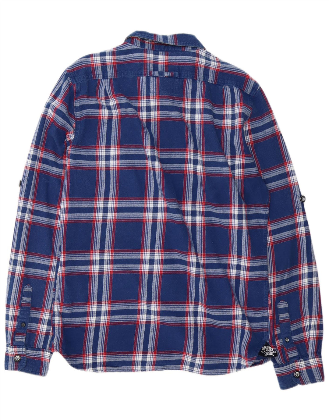 Superdry Herren-Flanellhemd, groß, marineblau, kariert, Baumwolle