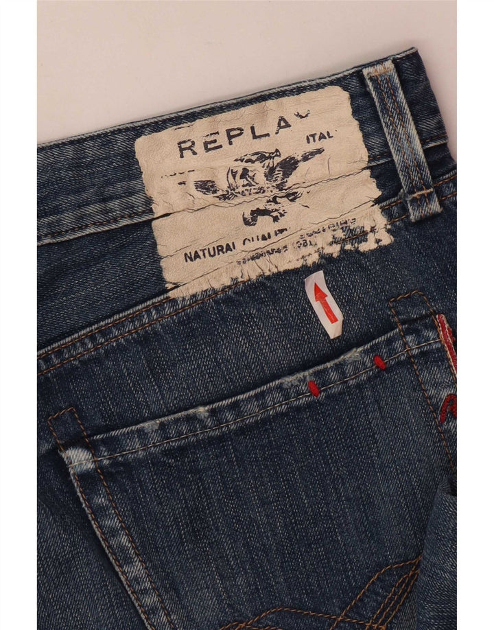Replay Herren Distressed Slim Jeans W34 L34 Blaue Baumwolle