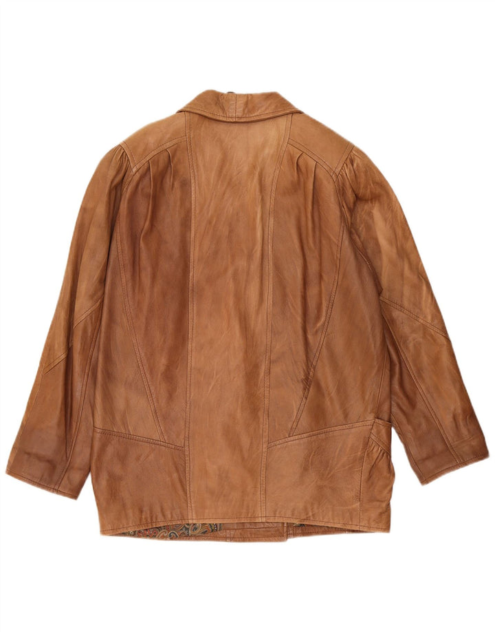 Vintage Damen Übergroße Lederjacke UK 10 Small Beige