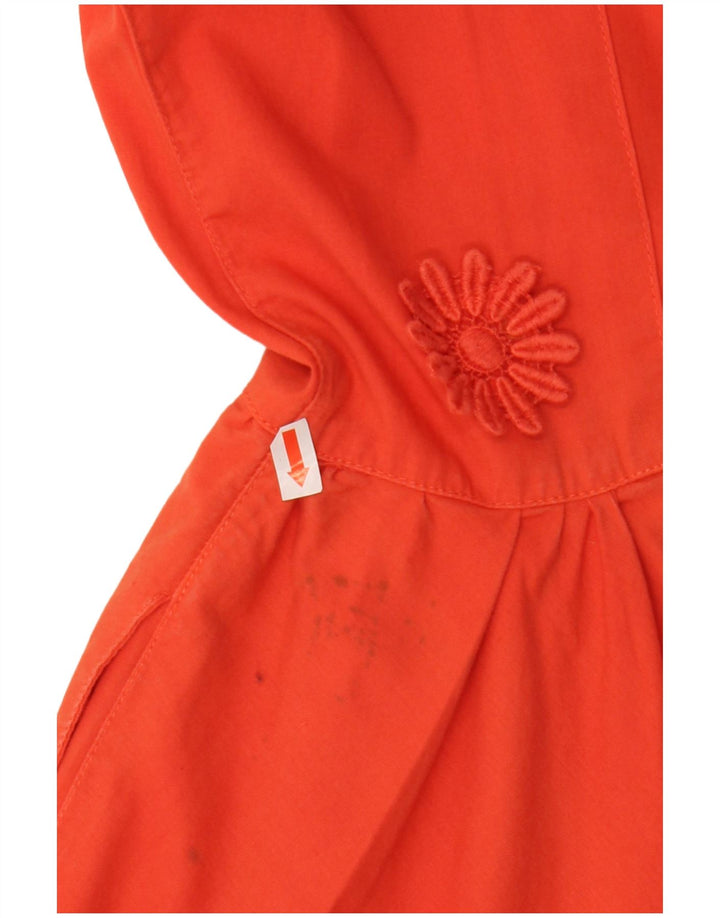FIORUCCI Damen ärmelloses A-Linien-Kleid IT 46 Large Orange Floral Cotton