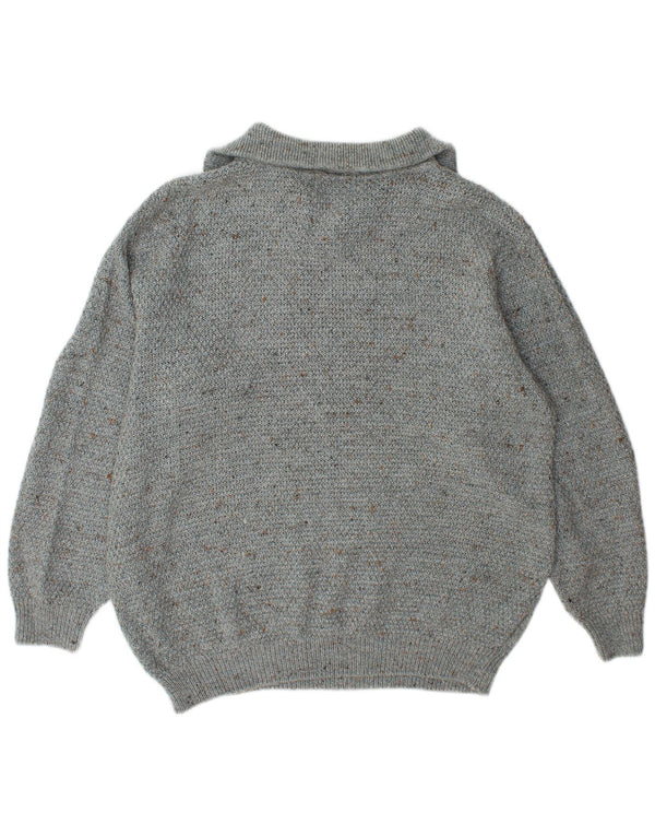 Umberto Rosetti Herren-Pullover mit Reißverschluss, UK 42/44, groß, grau meliert