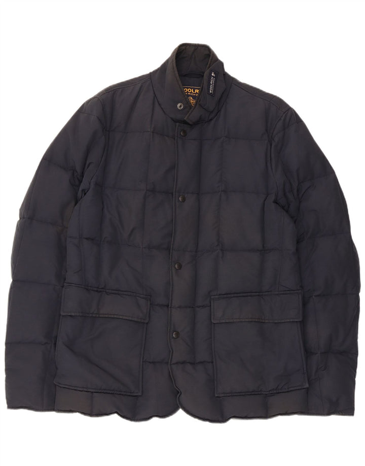 Woolrich Wattierte Herrenjacke UK 38 Mittelmarineblaue Baumwolle