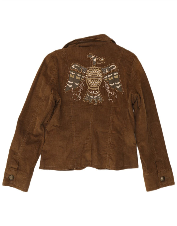 Extyn Damen-Blazerjacke aus Cord mit 2 Knöpfen, Größe UK 12, mittelbraun, Baumwolle