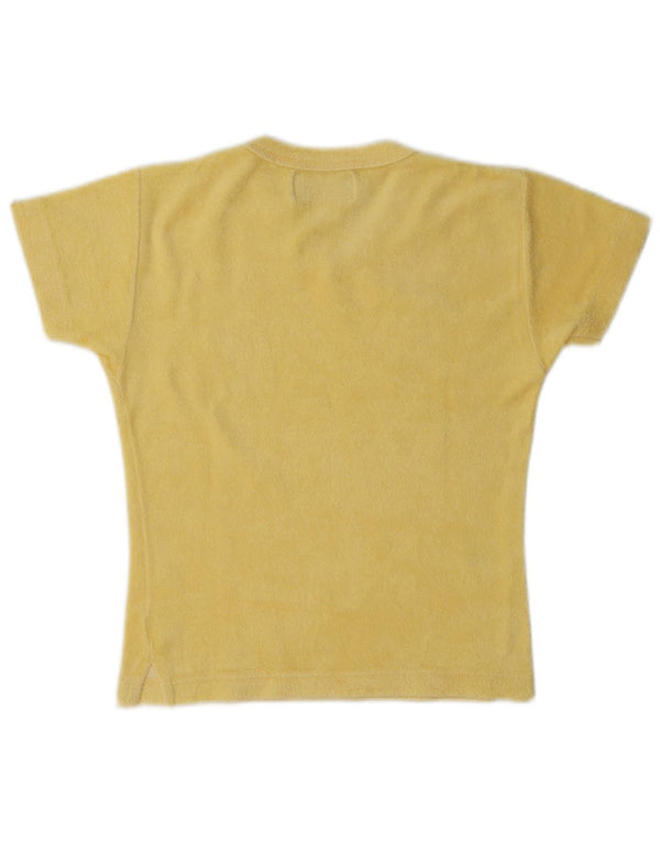 Lee Womens Crop Velvet T-Shirt Top UK 10 Small Yellow Cotton
