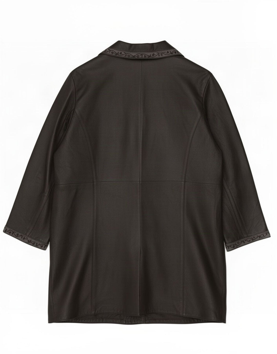 Ulla Popken Damen Ledermantel UK 26 5XL Schwarz geblümt
