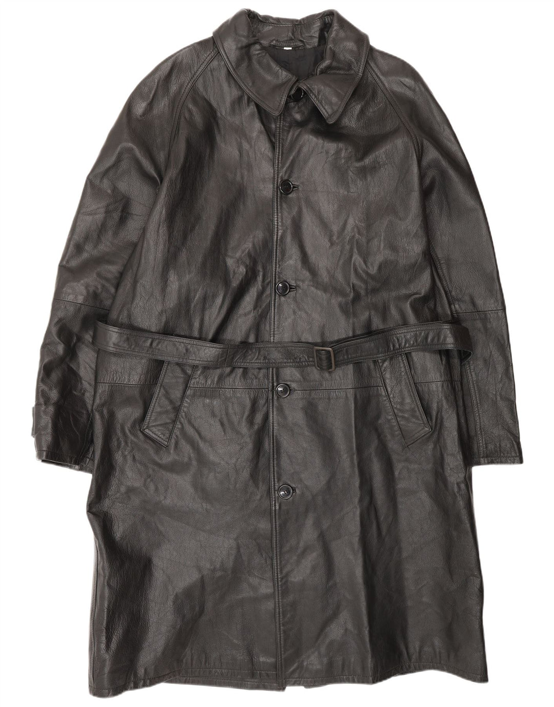 VINTAGE Herren Ledermantel IT 52 XL Schwarzes Leder