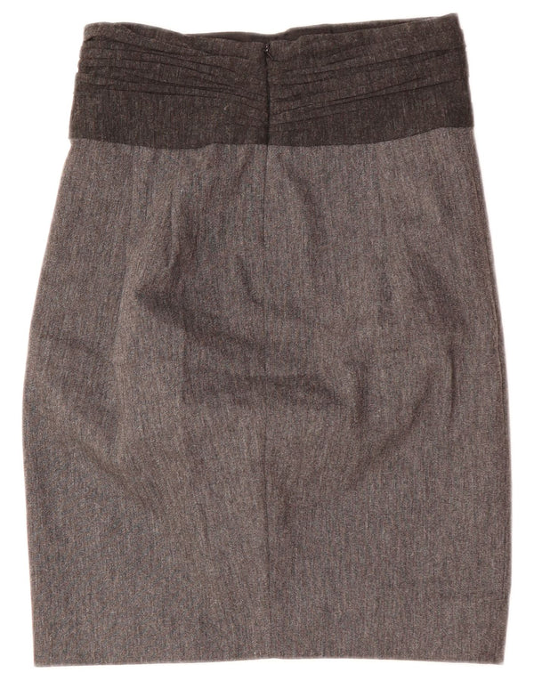 Zara Womens High Waist Pencil Skirt Small W26  Grey Colourblock