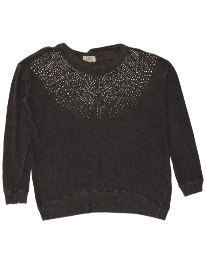 Zara Damen Trafaluc Sweatshirt Pullover UK 14 Mittelgrau
