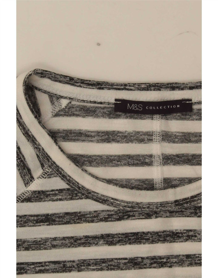 Marks & Spencer Damen-Top, 3/4-Ärmel, UK-Größe 16, Größe L, weiß gestreift