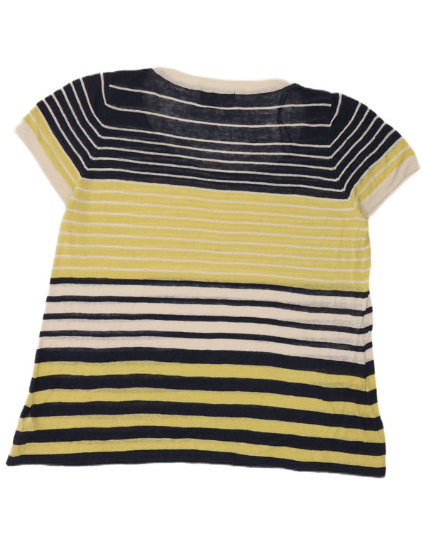 Marks & Spencer Damen T-Shirt Top UK 20 2XL Marineblau gestreiftes Leinen