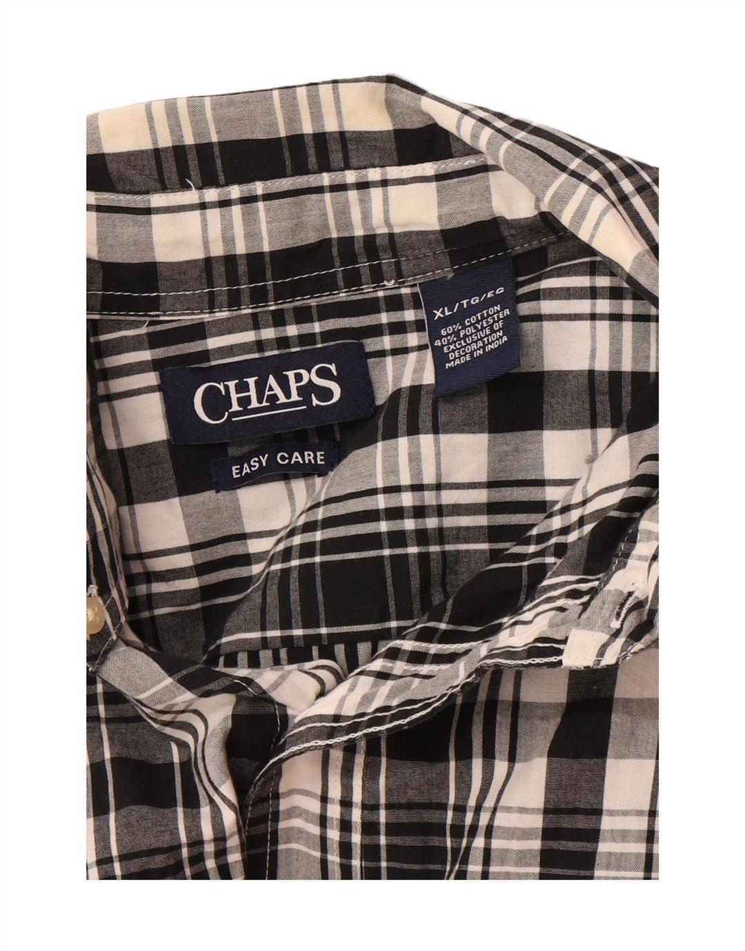 CHAPS Mens Shirt XL Black Check Cotton