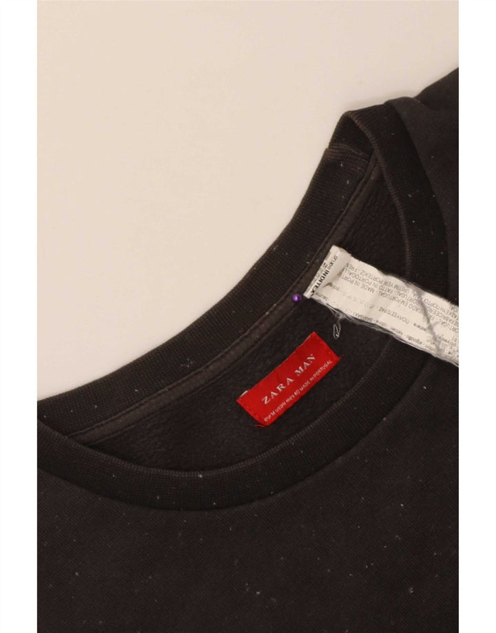 Zara Herren-Sweatshirt-Pullover, mittelschwarz, Baumwolle