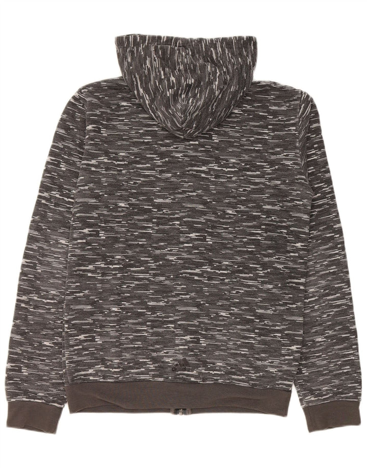 Adidas Herren-Kapuzenpullover mit grafischem Reißverschluss, klein, grau geflecktes Polyester