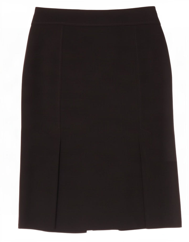 Marks & Spencer Damen gerader Rock UK 12 Medium W30 Schwarz Polyester