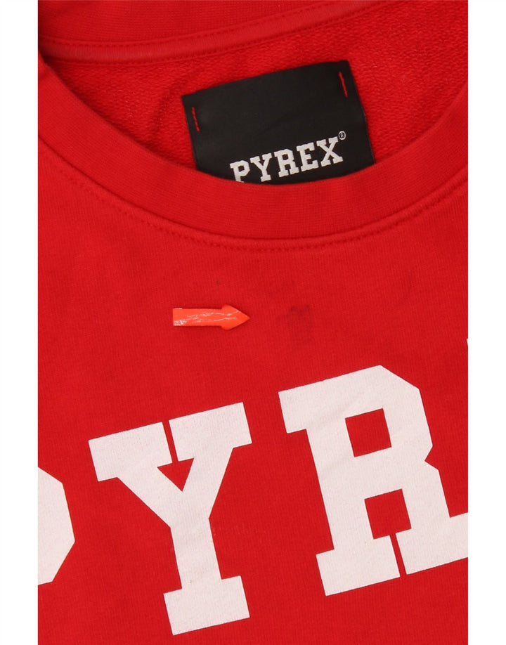 Pyrex Damen Grafik-Sweatshirt-Pullover UK 14 Mittelrote Baumwolle