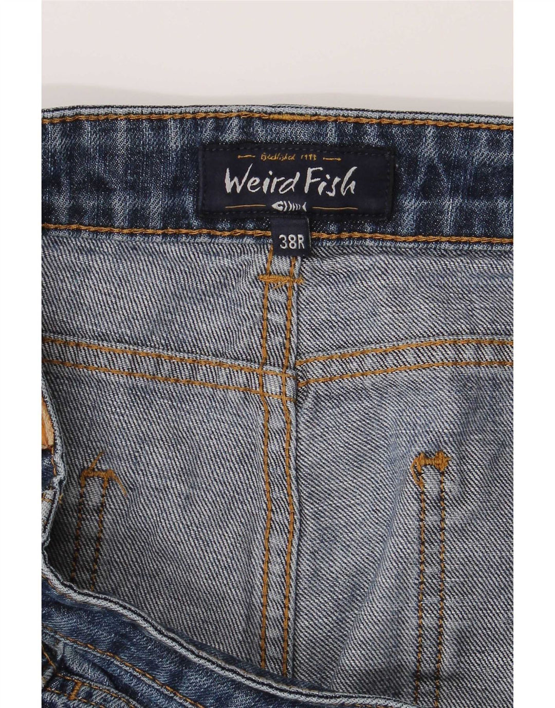 Weird Fish Damen Straight Jeans W38 L27 Blaue Baumwolle
