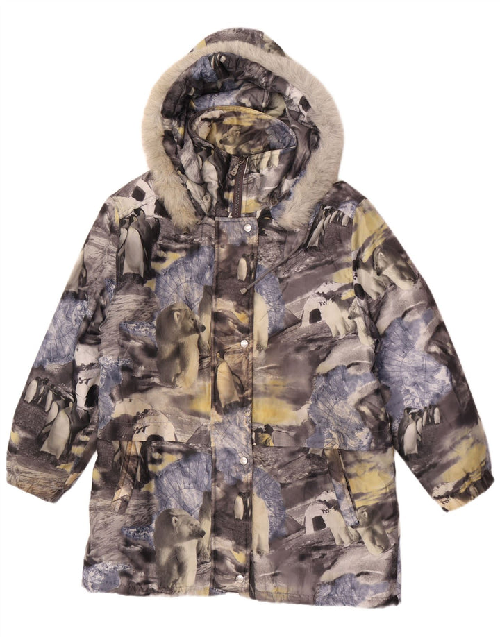 Vintage Damen Kapuzen-Windbreaker-Mantel UK 14/16 Groß Mehrfarbig