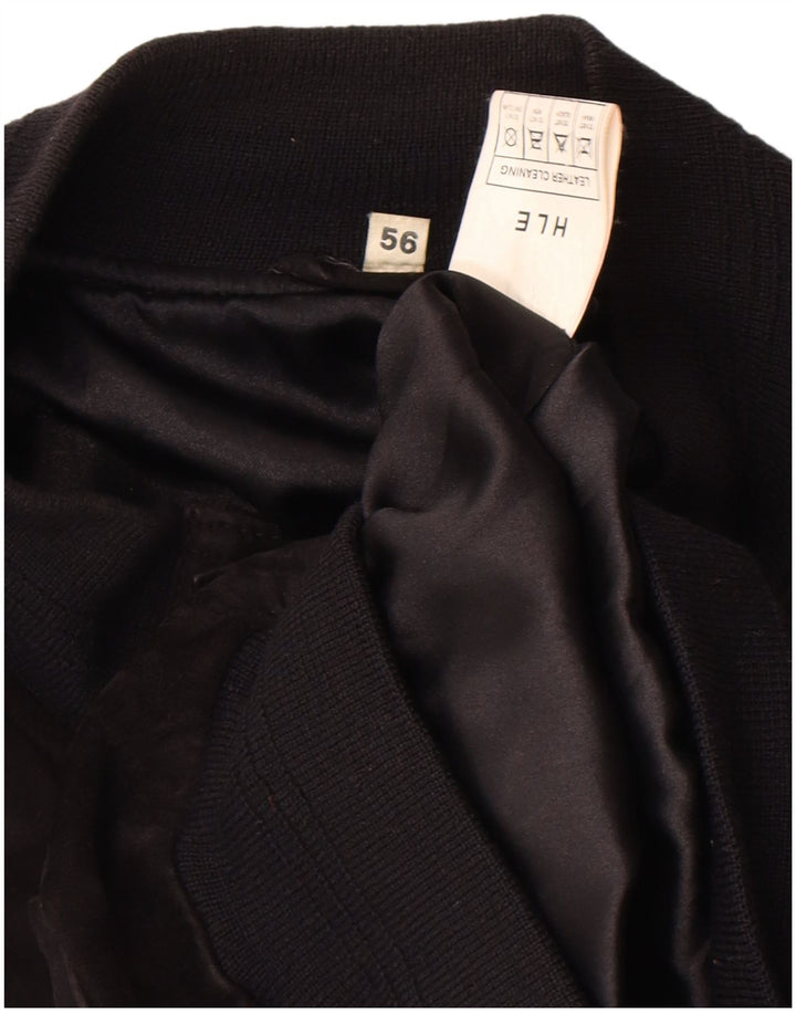 VINTAGE Herren Wildleder Bomberjacke IT 56 3XL Schwarzes Leder