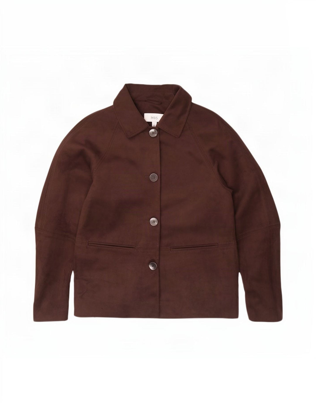 Marks & Spencer Damen-Blazerjacke mit 4 Knöpfen, Gr. 10, Größe S, Braun, Polyester