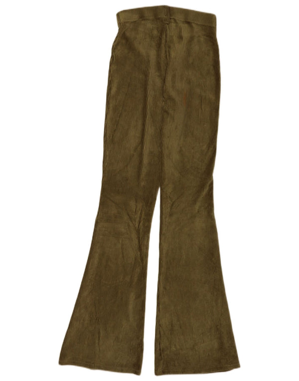 Topshop Damen Flare Cordhose UK 6 XS W24 L32 Khaki Baumwolle