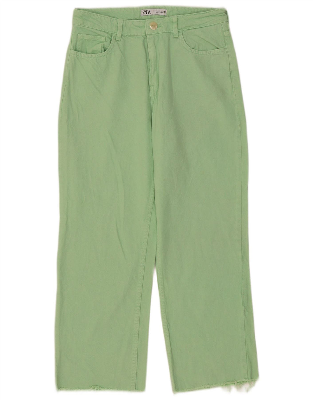 Zara Damen Straight Jeans EU 40 Medium W30 L26 Grüne Baumwolle