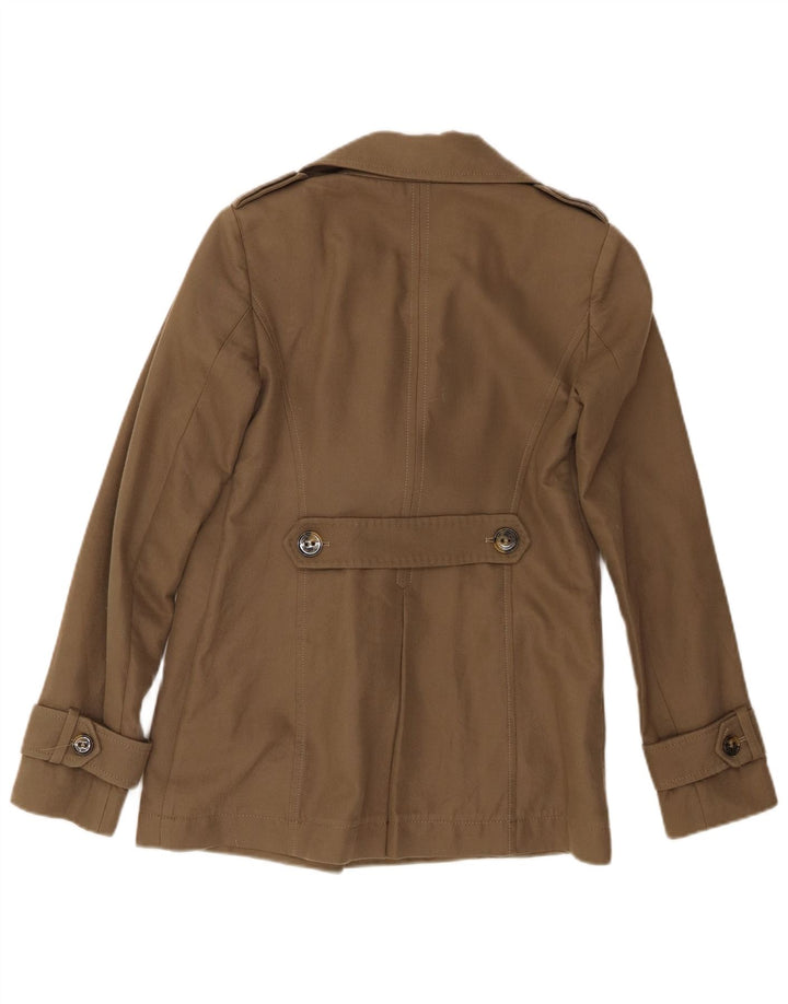 Massimo Dutti Damen Pea Coat EU 36 XS Khaki Baumwolle