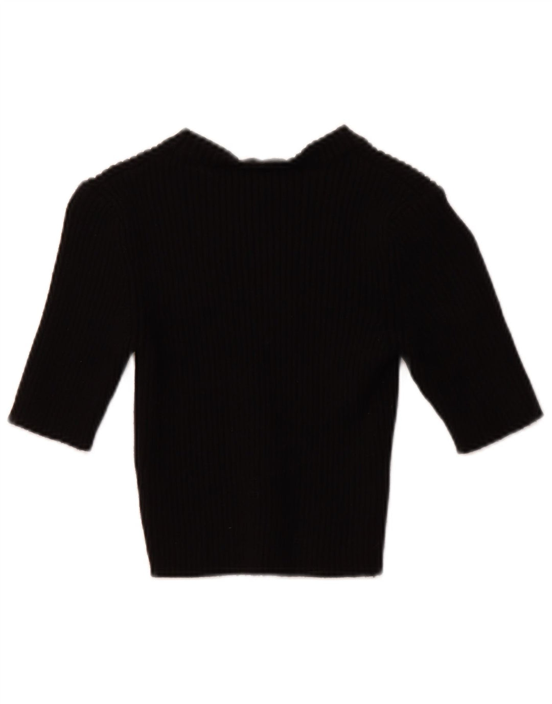 ZARA Damen Crop 3/4-Ärmel-Pullover mit U-Boot-Ausschnitt, Gr. 14, Schwarz