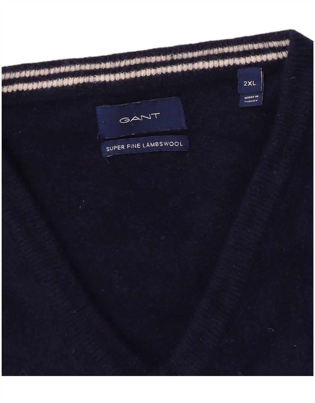 Gant Herren-Pullover mit V-Ausschnitt, 2XL, marineblaue Wolle