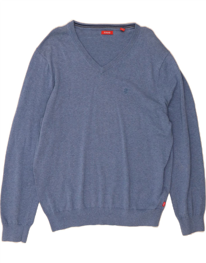 IZOD Mens V-Neck Jumper Sweater Large Blue Cotton Vintage Izod and Second-Hand Izod from Messina Hembry 