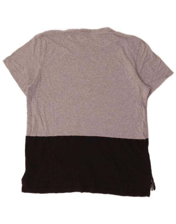 Adidas Herren Grafik-T-Shirt-Oberteil, groß, graue Farbblock-Baumwolle