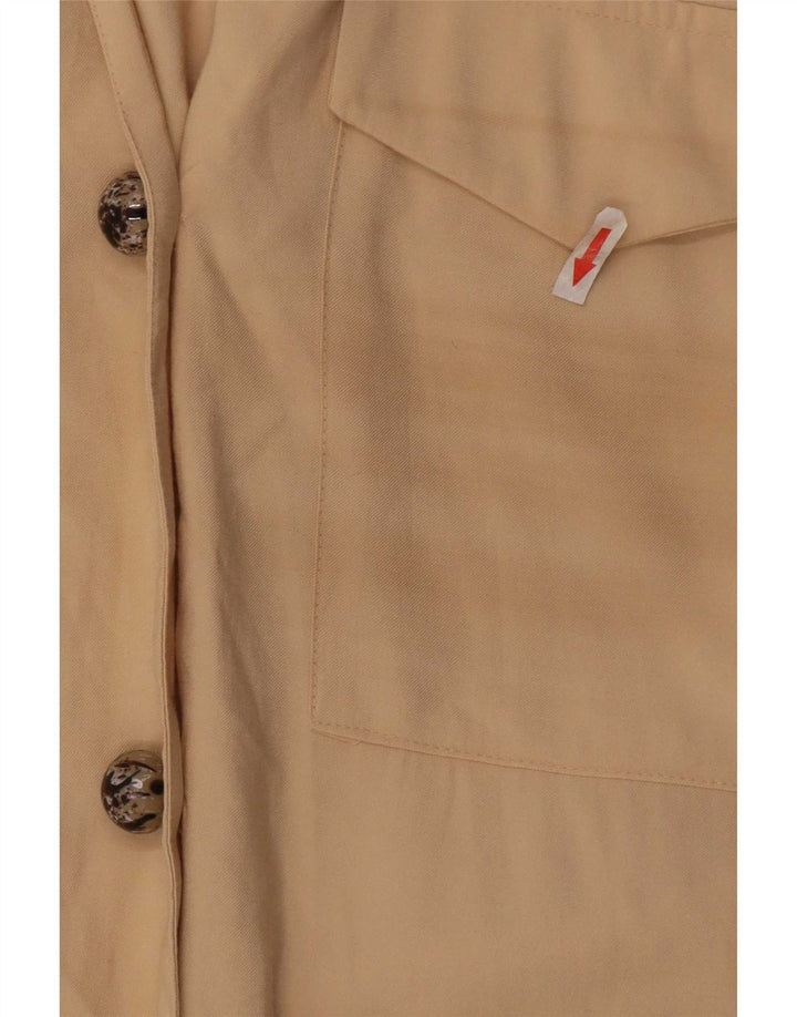 Zara Damen Hemd UK 14 Mittelbeige Viskose
